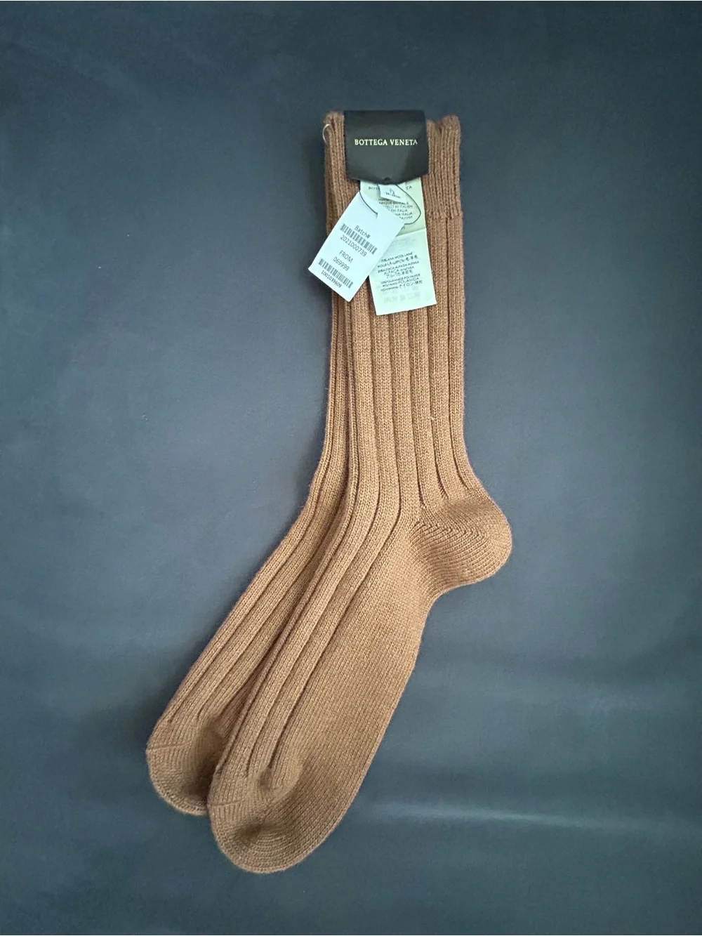 Bottega Veneta Brown Ribbed Men's Dress Socks
